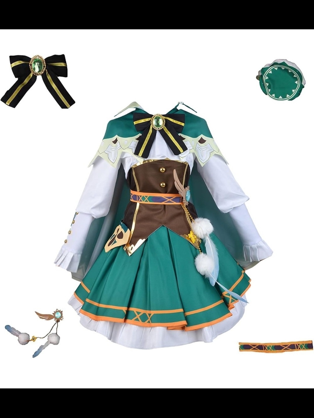 GenshinImpact Venti Cosplay Outfits Women Venti Dress Cloak Cape Hat